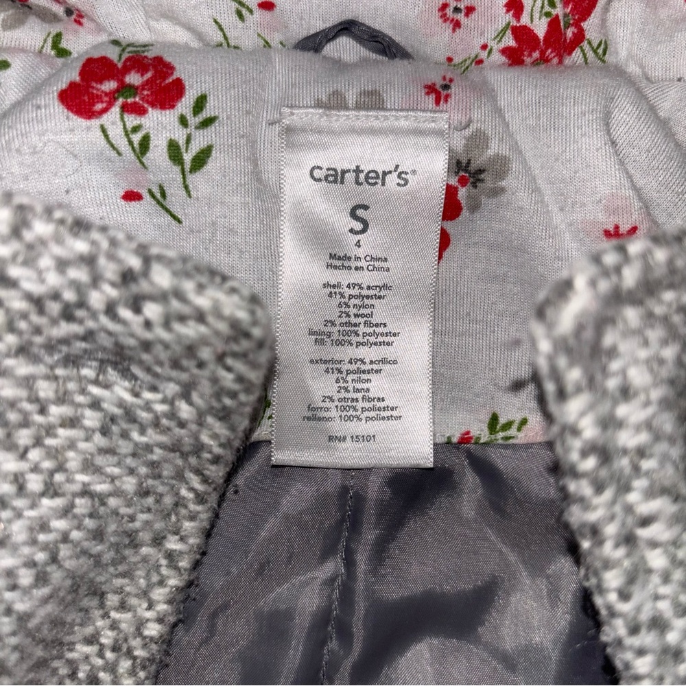 Kids Gray Hooded Coat - Picture 3 of 4